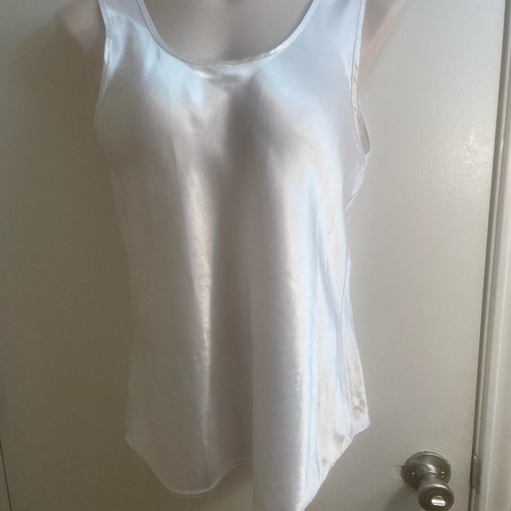 Night Magic White Satin Scoop Neck Tank Top